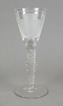 Baroque goblet glass, around 1800, disc-shaped stand, conical turned body with fused bands, at the