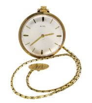 SIRA pocket watch with chain, GG 585/000, manual winding, Cal. with lever escapement running,