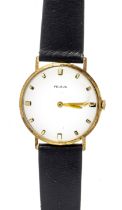 Felsius men's watch NOS, GG 585/000, champagne f. dial with sunburst and gilded indices, gilded