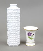 Two vases, Meissen, 1970-80s, structural vase, design by Ludwig Zepner, cylindrical wall with strong