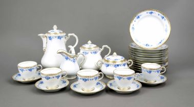 Coffee and tea service for 12 persons, 40 pieces, KPM Berlin, 19th/20th c., 1st choice, red imperial