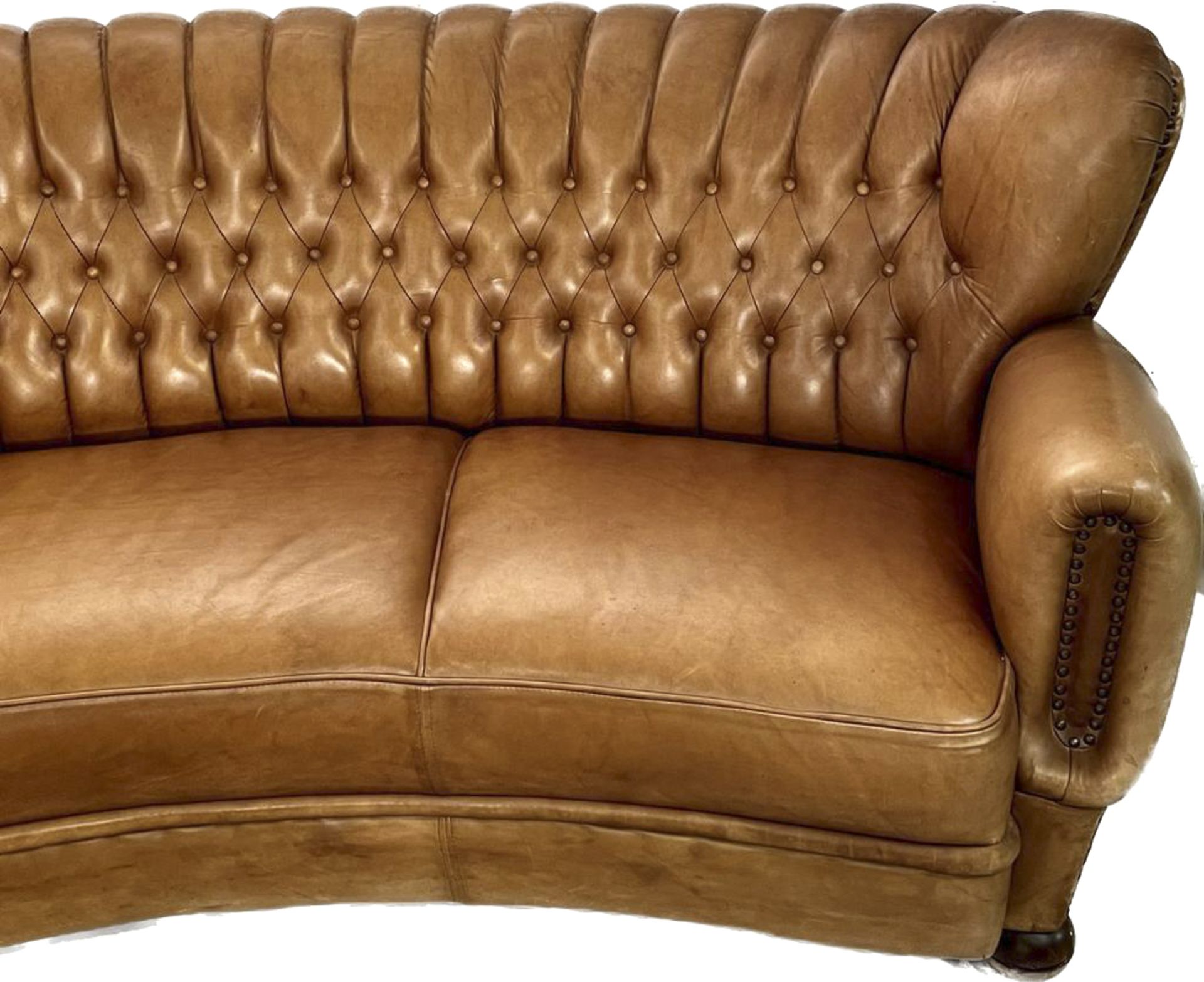 Sofa around 1920/30, leather upholstery, 80 x 230 x 80 cm - The furniture cannot be viewed in our - Image 2 of 3