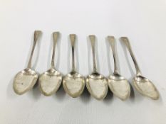 SET OF SIX SILVER GEORGE IV BRIGHT CUT TEA SPOONS, LONDON 1816.