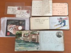 THREE COMMONPLACE ALBUMS, c1914-48, TWO ENVELOPES WITH PENNY REDS,