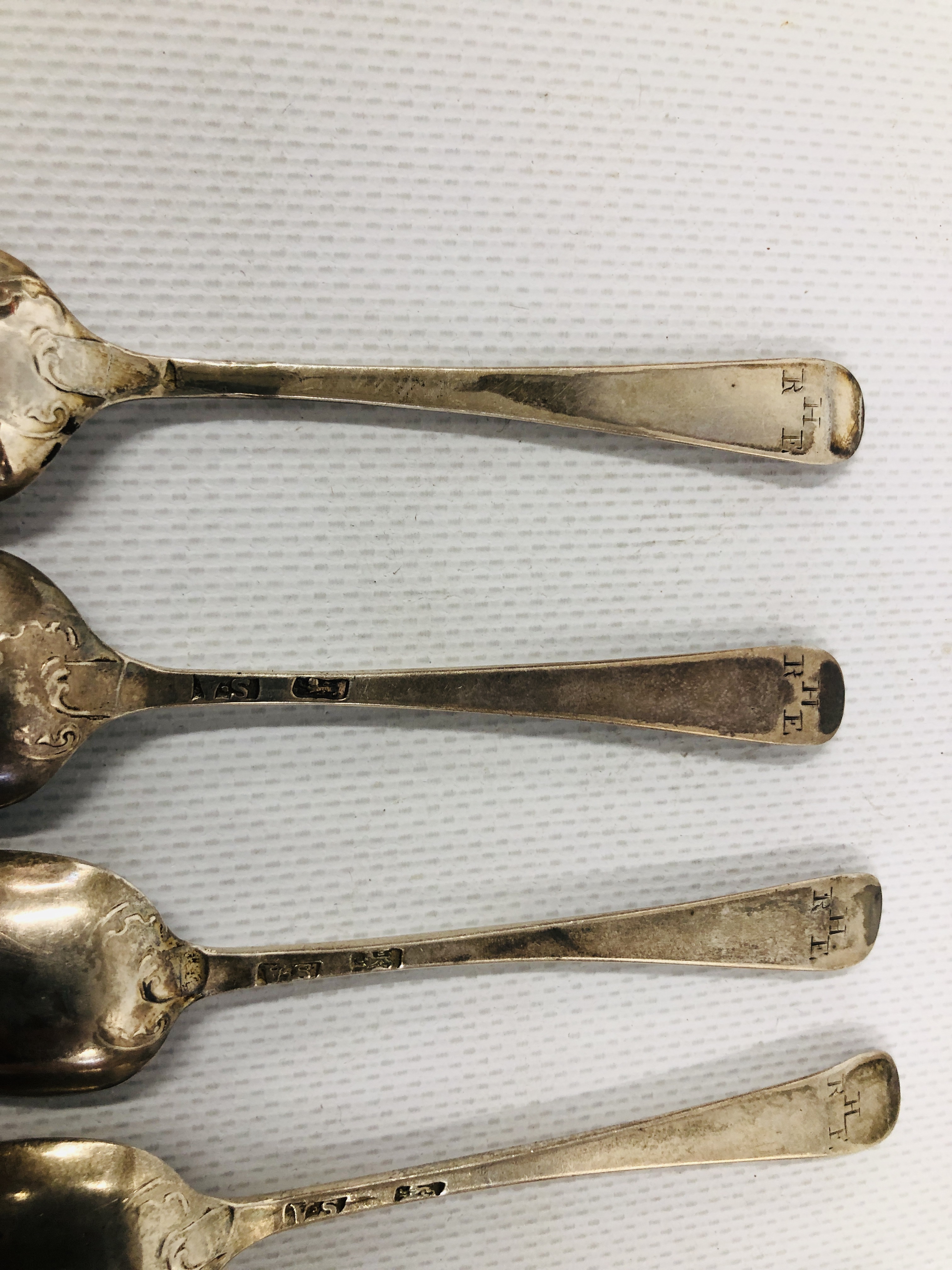 SET OF SIX SILVER HANOVERIAN PATTERN TEASPOONS, MAKER S.A. - Image 7 of 8