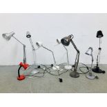 EIGHT MODERN ANGLE POISE TABLE LAMPS - SOLD AS SEEN.