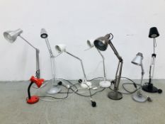 EIGHT MODERN ANGLE POISE TABLE LAMPS - SOLD AS SEEN.