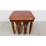 REPRODUCTION OCCASIONAL LAMP TABLE WITH A NEST OF TWO PULL OUT DROP LEAF SIDE TABLES HEIGHT 53CM.