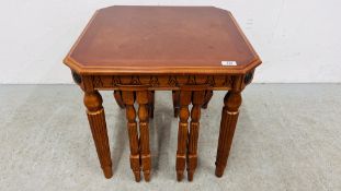 REPRODUCTION OCCASIONAL LAMP TABLE WITH A NEST OF TWO PULL OUT DROP LEAF SIDE TABLES HEIGHT 53CM.