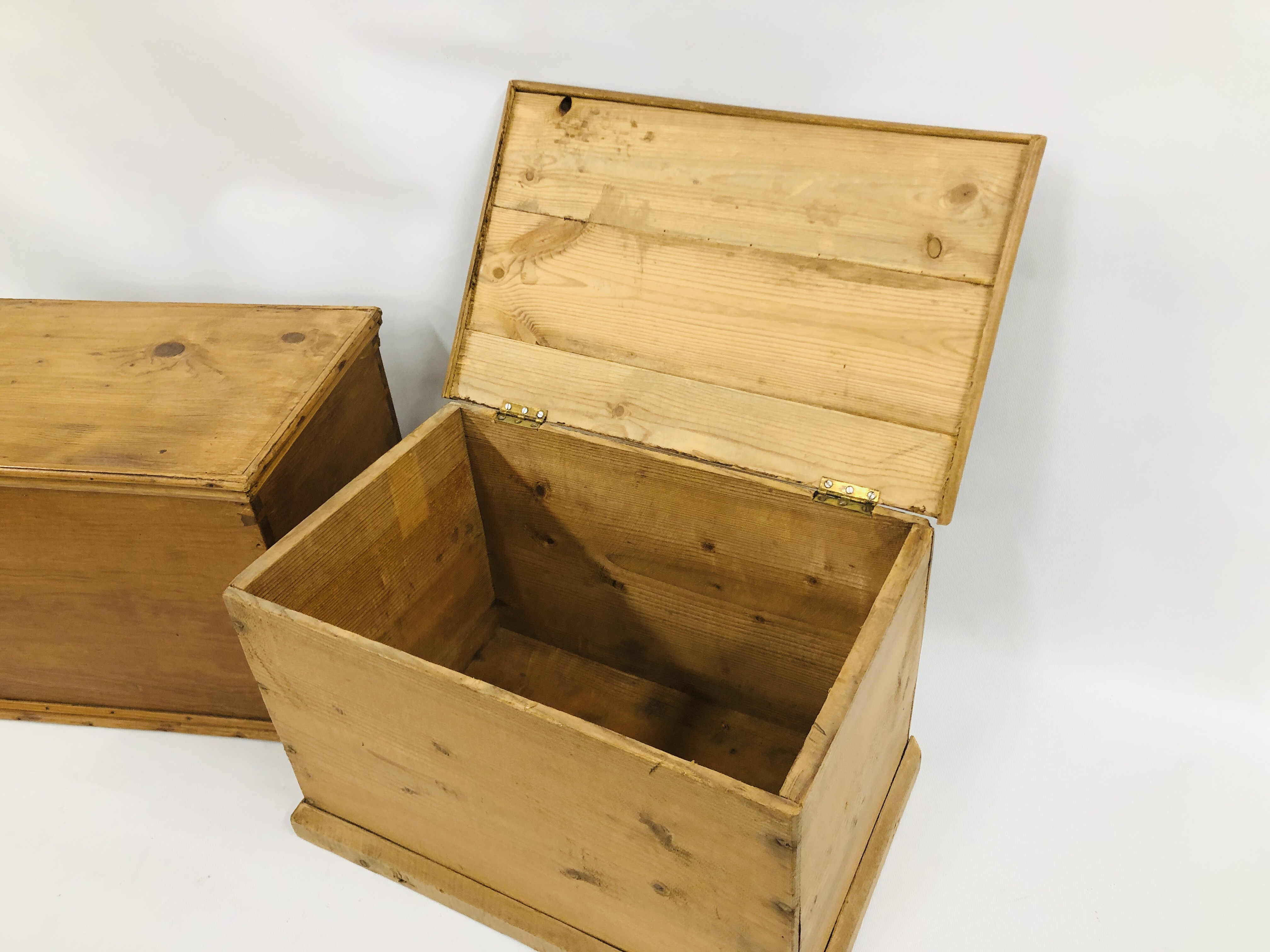 TWO ANTIQUE PINE DEED/TREASURY BOXES EACH APPROX. WIDTH 49CM. DEPTH 30CM. HEIGHT 33CM. - Image 3 of 5