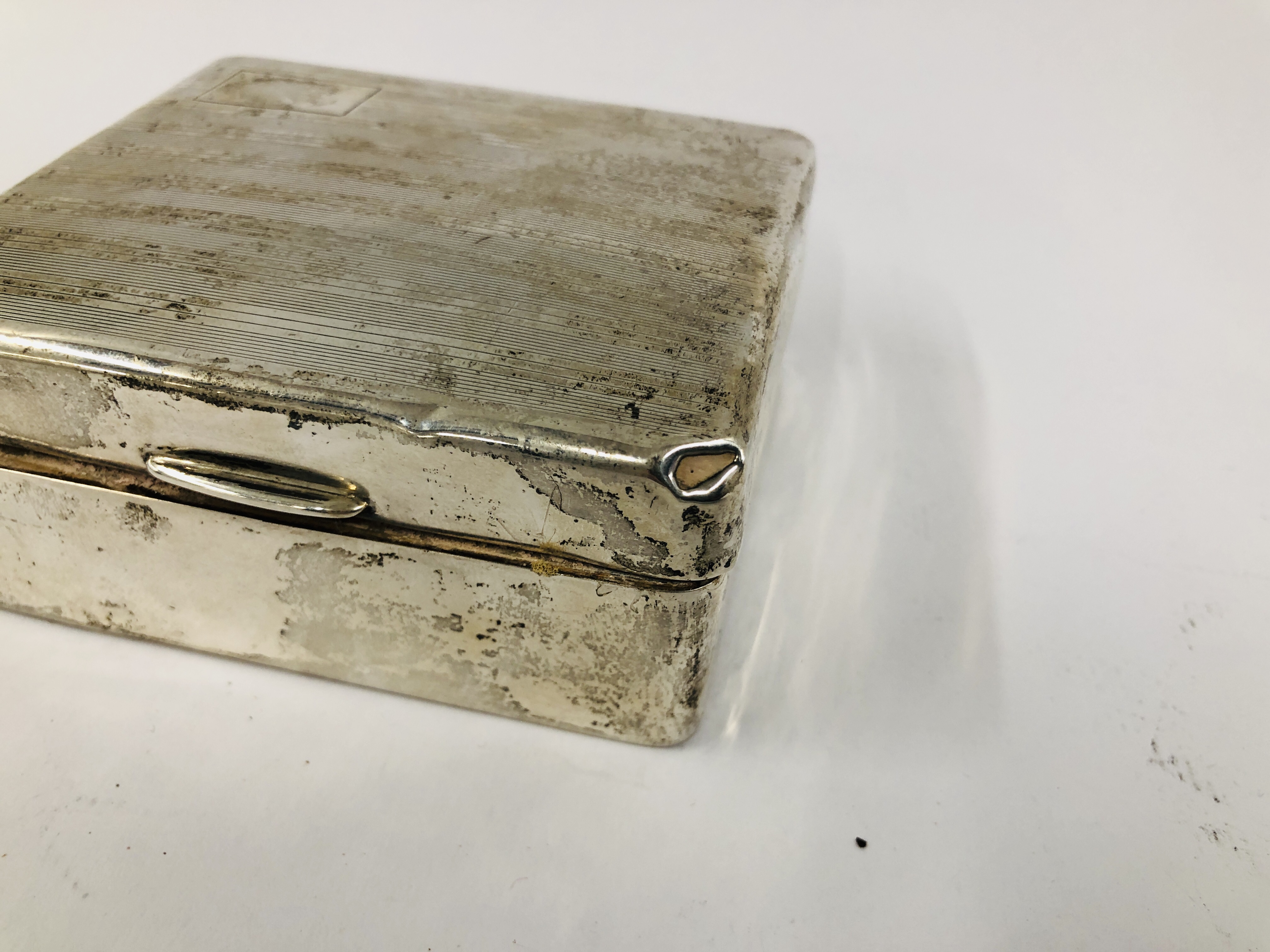 SILVER CIGARETTE BOX (A/F RUBBED MARKS) ALONG WITH A SILVER VESTA CASE, - Image 7 of 11