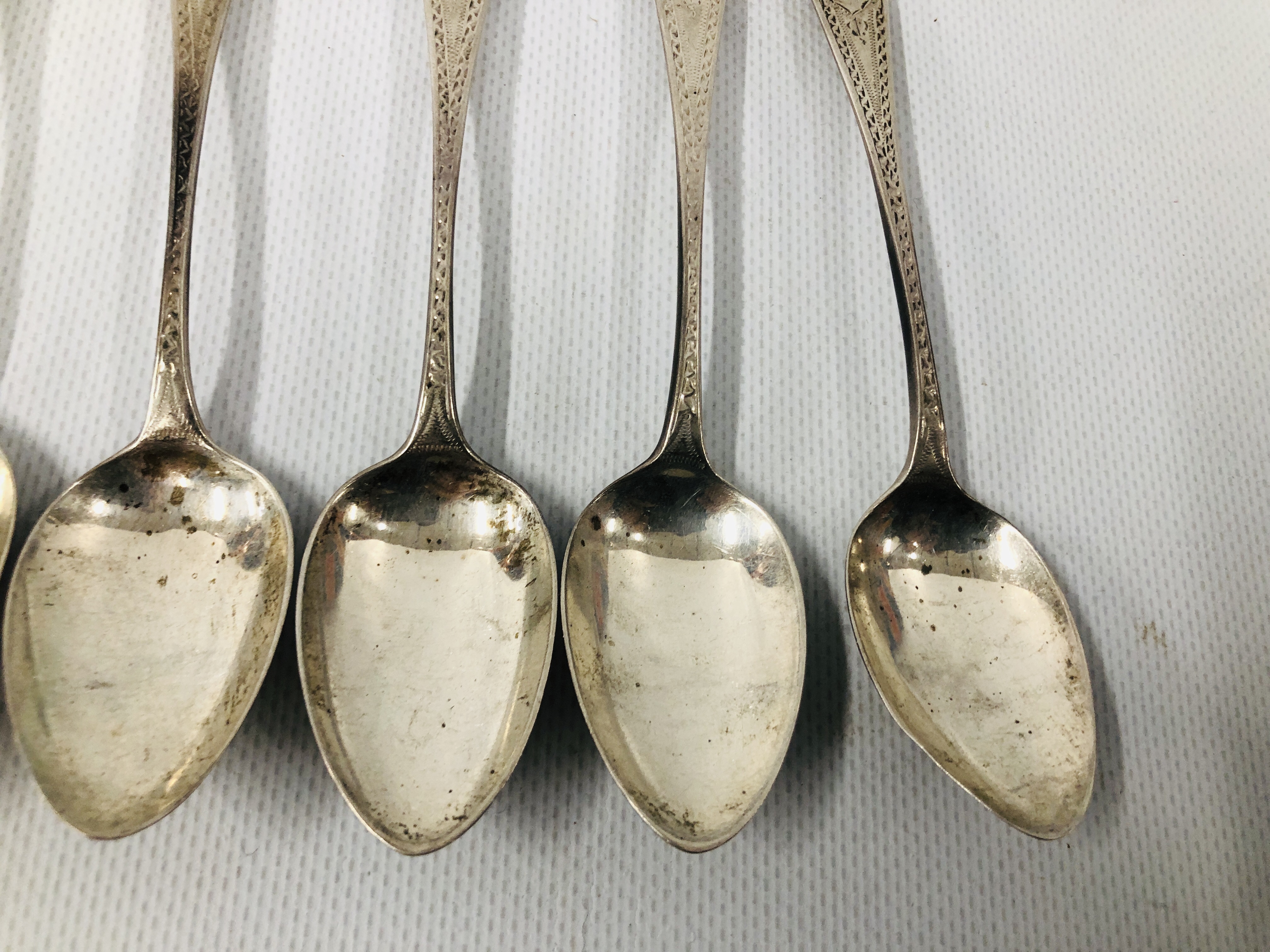 SET OF SIX SILVER GEORGE IV BRIGHT CUT TEA SPOONS, LONDON 1816. - Image 3 of 9