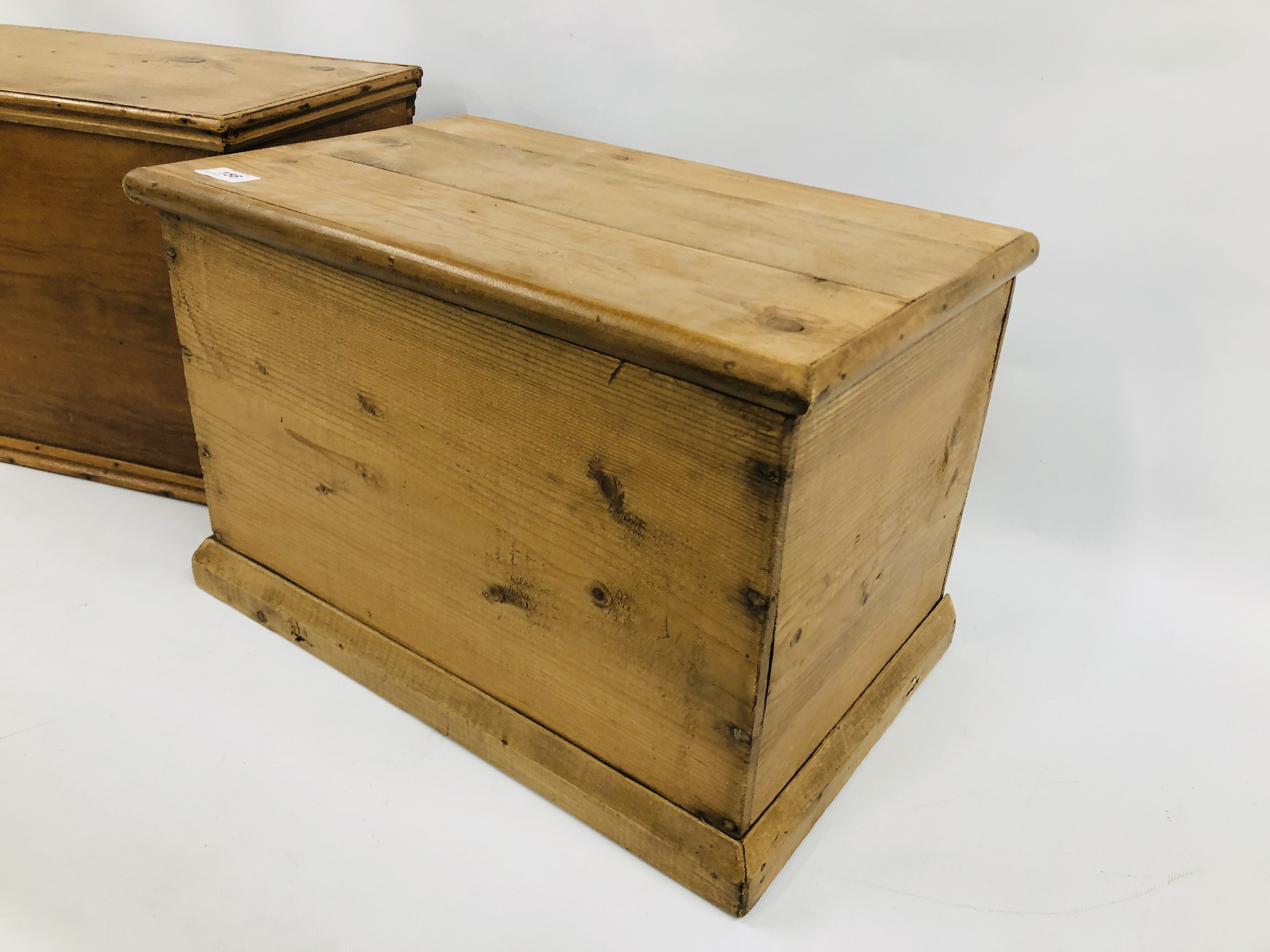 TWO ANTIQUE PINE DEED/TREASURY BOXES EACH APPROX. WIDTH 49CM. DEPTH 30CM. HEIGHT 33CM. - Image 2 of 5