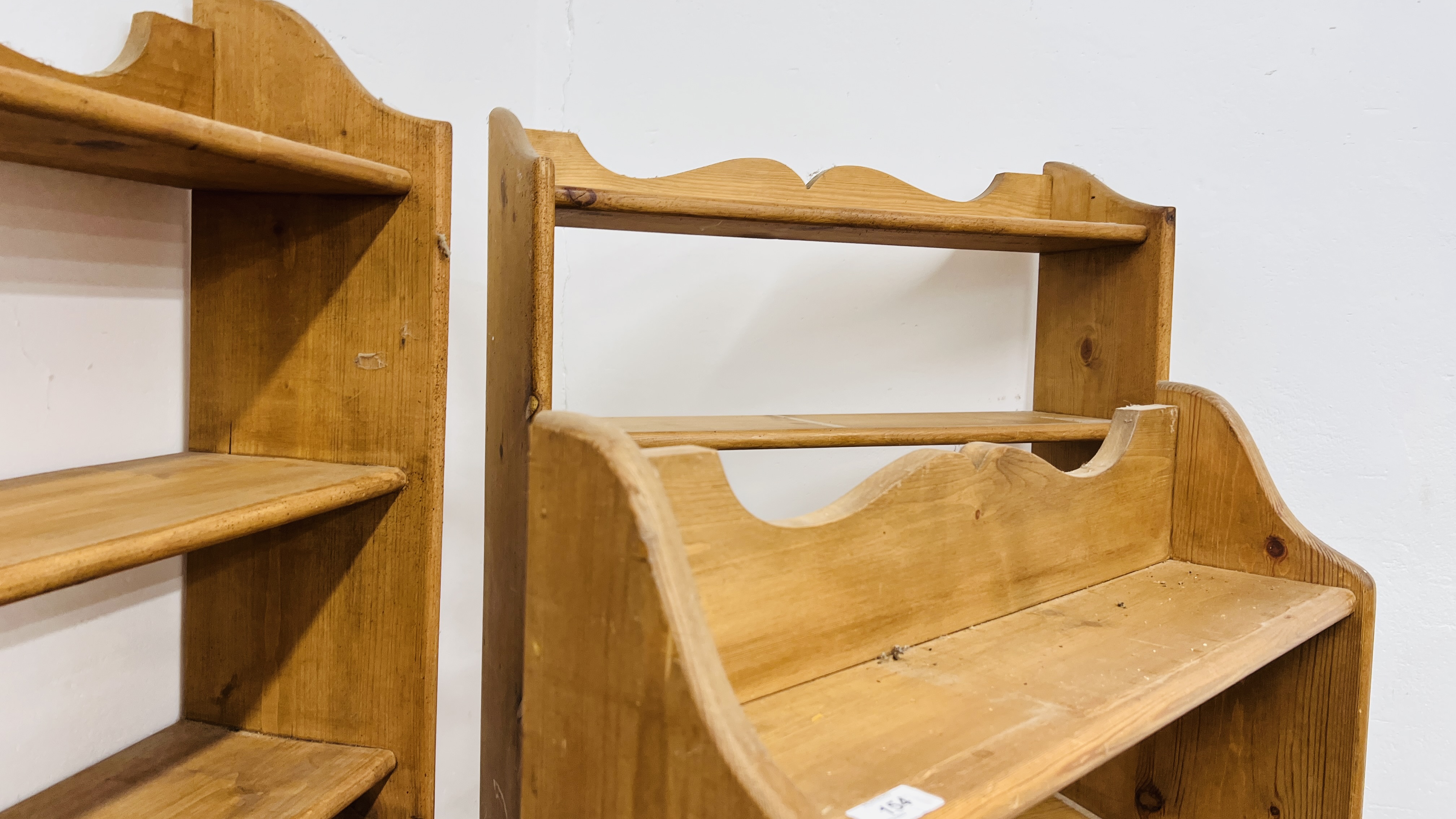 THREE WAXED PINE OPEN BOOK SHELVES TO INCLUDE 2 X SEVEN TIER WIDTH 73CM. HEIGHT 174CM. - Image 12 of 14