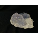 A PALE BLUE FLUORITE QUARTZ CRYSTAL EXAMPLE, L 20CM X W 20CM X H 10CM.