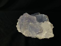 A PALE BLUE FLUORITE QUARTZ CRYSTAL EXAMPLE, L 20CM X W 20CM X H 10CM.