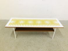 1960'S RECTANGULAR COFFEE TABLE 114CM. X 38CM.