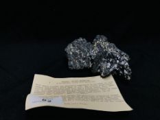 A PALLASITE, STONY-IRON METEORITE EXAMPLE, L 13CM, WEIGHT 685g.