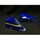 TWO LARGE PIECES OF POLISHED LAPIS LAZULI.