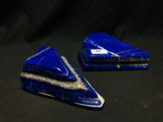 TWO LARGE PIECES OF POLISHED LAPIS LAZULI.