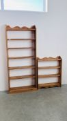 WAXED PINE SEVEN TIER OPEN BOOKSHELF HEIGHT 178CM. WIDTH 75CM.