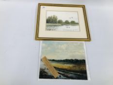 FRAMED AND MOUNTED WATER COLOUR "QUIET CORNER ON HICKLING BROAD" BEARING SIGNATURE S.F.