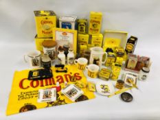 A COLLECTION OF "COLMAN'S OF NORWICH" MUSTARD ADVERTISING TINS, MUGS, MODEL VEHICLES, JARS,