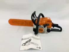 STIHL MS 180 PETROL CHAINSAW COMPLETE WITH INSTRUCTION BOOK - SOLD AS SEEN