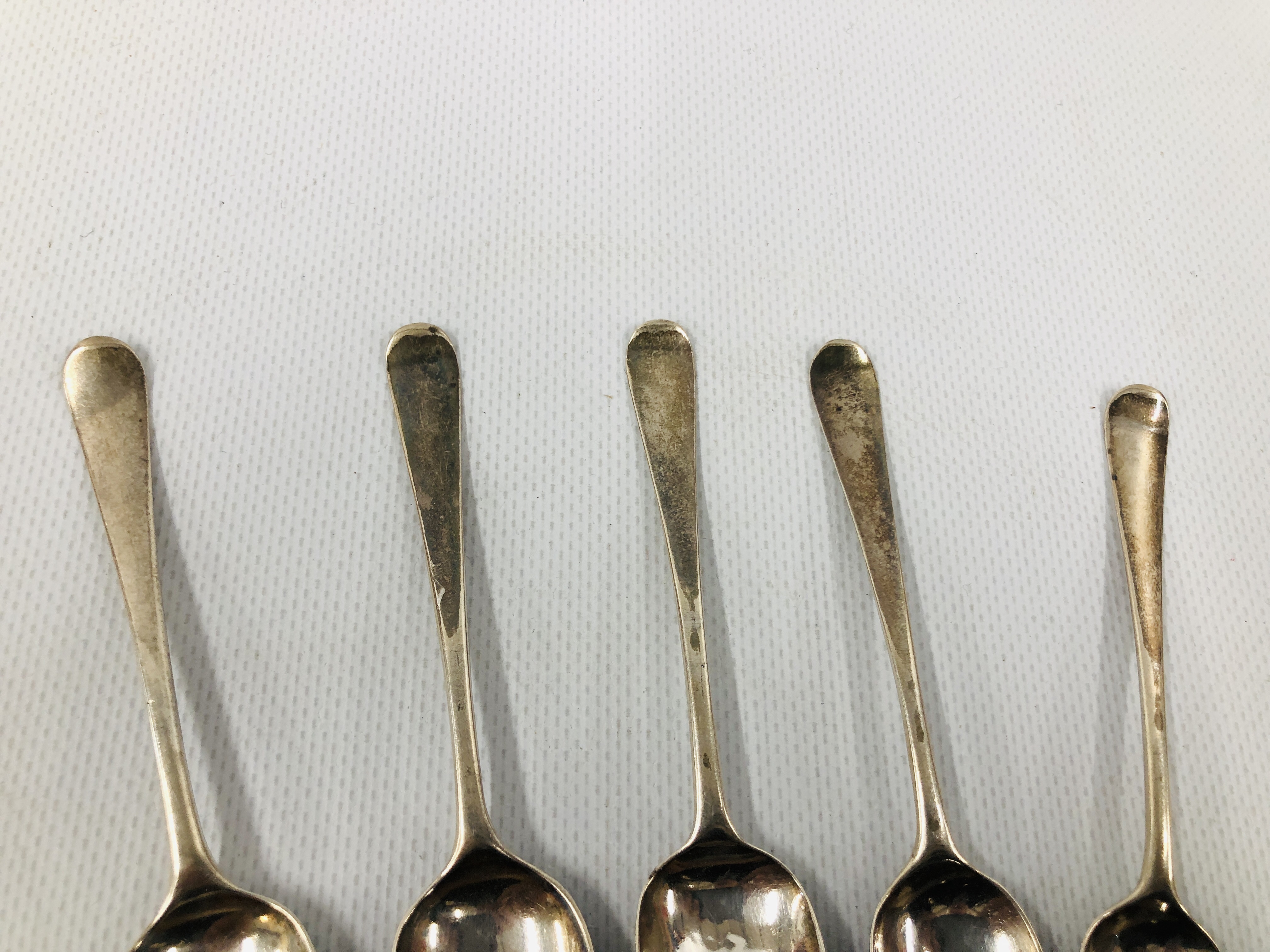 SET OF SIX SILVER HANOVERIAN PATTERN TEASPOONS, MAKER S.A. - Image 3 of 8