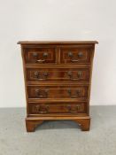 REPRODUCTION MINIATURE TWO OVER THREE DRAWER CHEST WITH INLAID BANDING WIDTH 46.5CM. DEPTH 32.5CM.