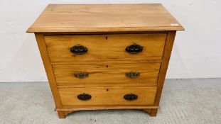 VINTAGE SATINWOOD THREE DRAWER CHEST WIDTH 84CM. DEPTH 43CM. HEIGHT 79CM.