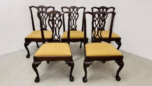 SET OF FIVE GEORGE III STYLE MAHOGANY DINING CHAIRS,