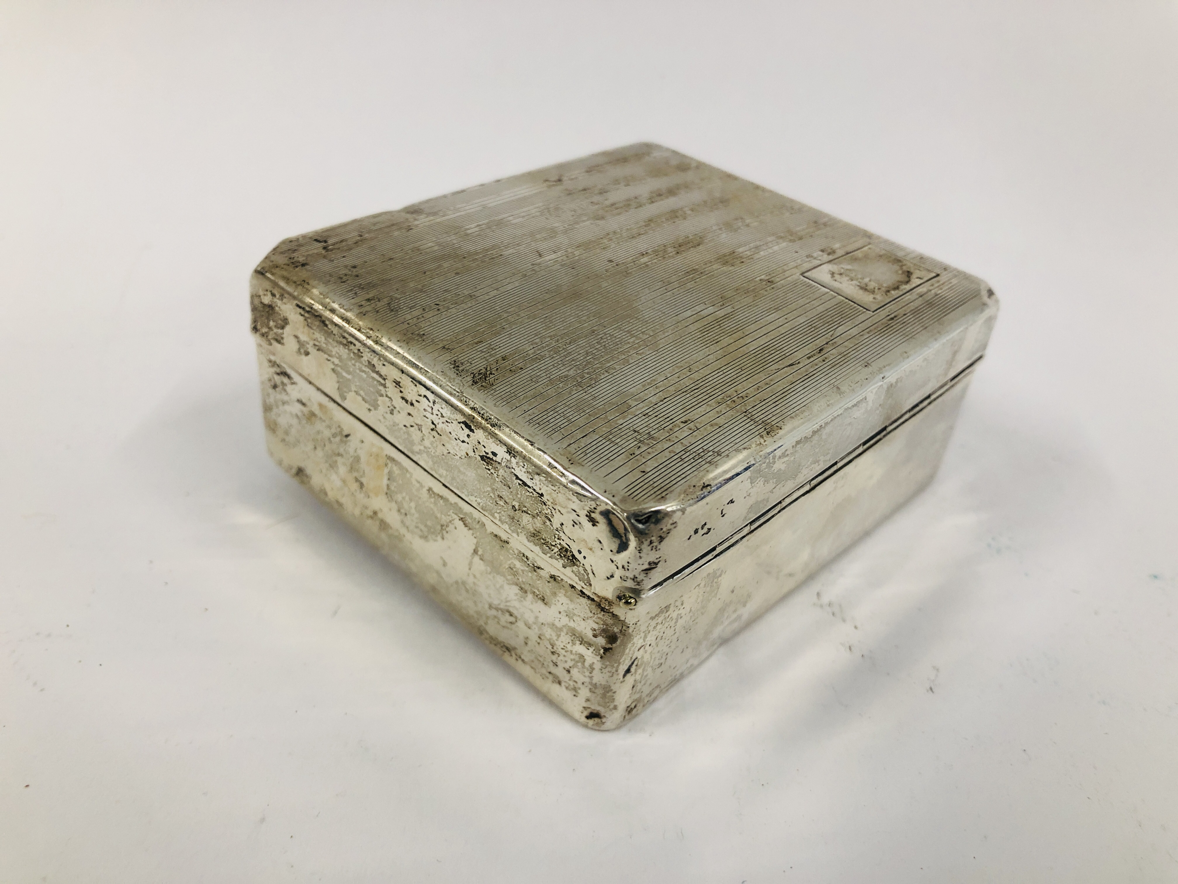 SILVER CIGARETTE BOX (A/F RUBBED MARKS) ALONG WITH A SILVER VESTA CASE, - Image 8 of 11