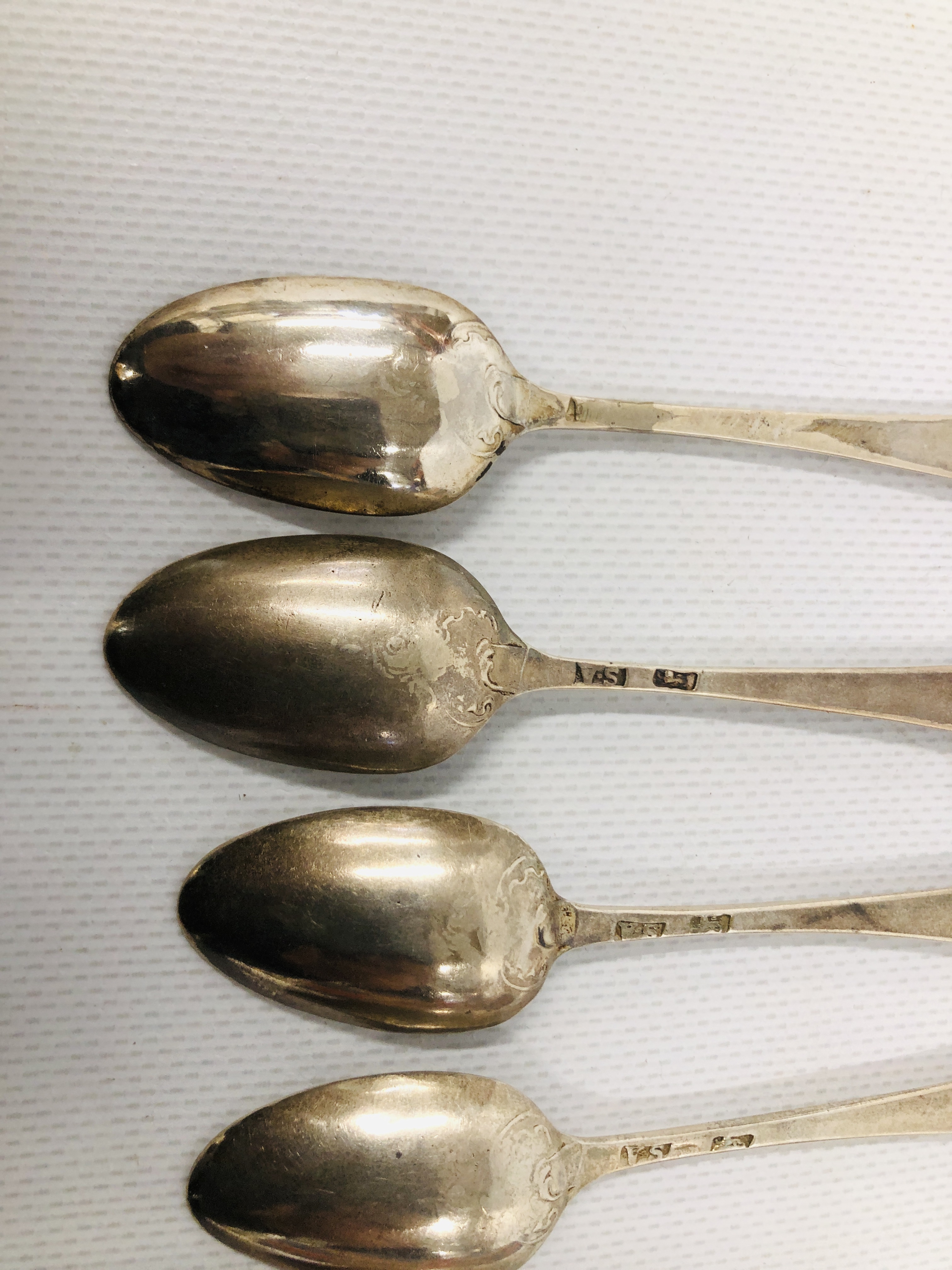 SET OF SIX SILVER HANOVERIAN PATTERN TEASPOONS, MAKER S.A. - Image 4 of 8