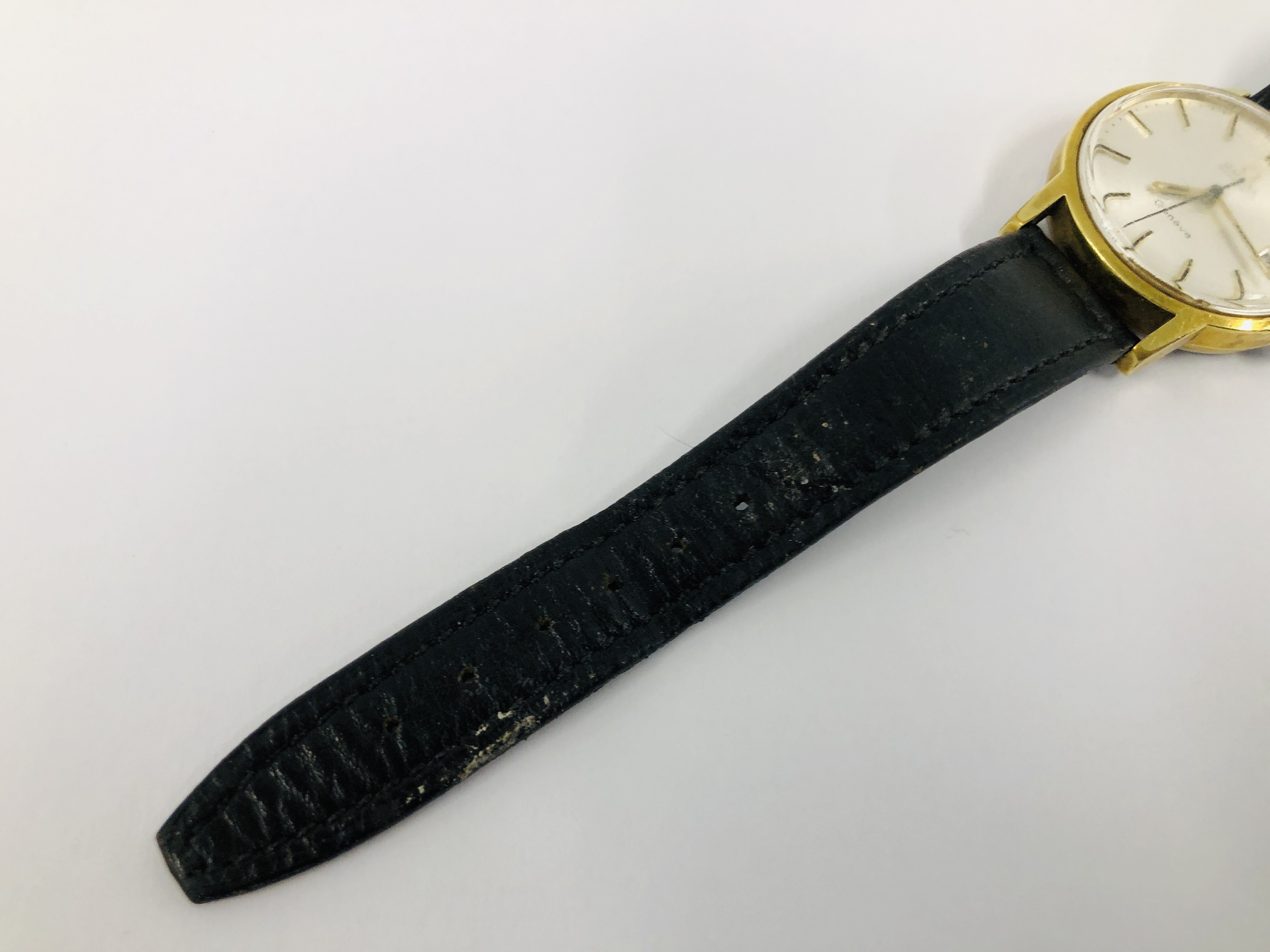 A GENTS WRIST WATCH MARKED OMEGA ON LEATHER STRAP, - Image 6 of 9