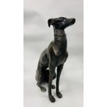 CAST FLOOR STANDING GREYHOUND SCULPTURE HEIGHT 52CM.