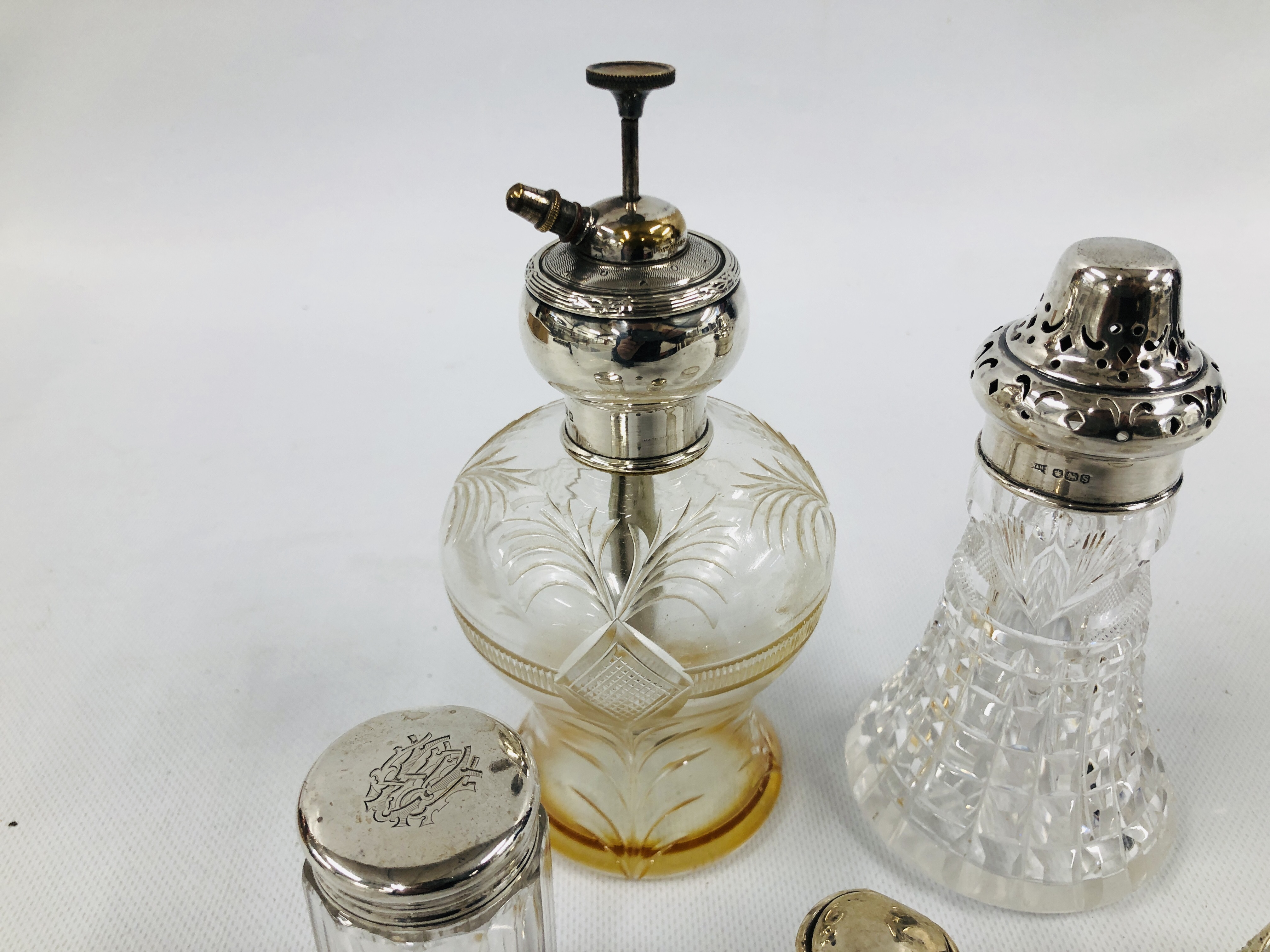 VARIOUS SILVER TOP GLASS ITEMS INCLUDING "ASPREYS". - Image 4 of 6