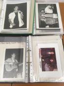 THREE ALBUMS PRESS TYPE PHOTOS SHOWING MUSICIANS, BANDS, ACTORS ETC (APPROX 120).