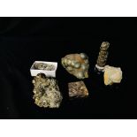 A COLLECTION OF APPROX 6 MINERAL EXAMPLES TO INCLUDE PYRITE AND GALENA ETC.