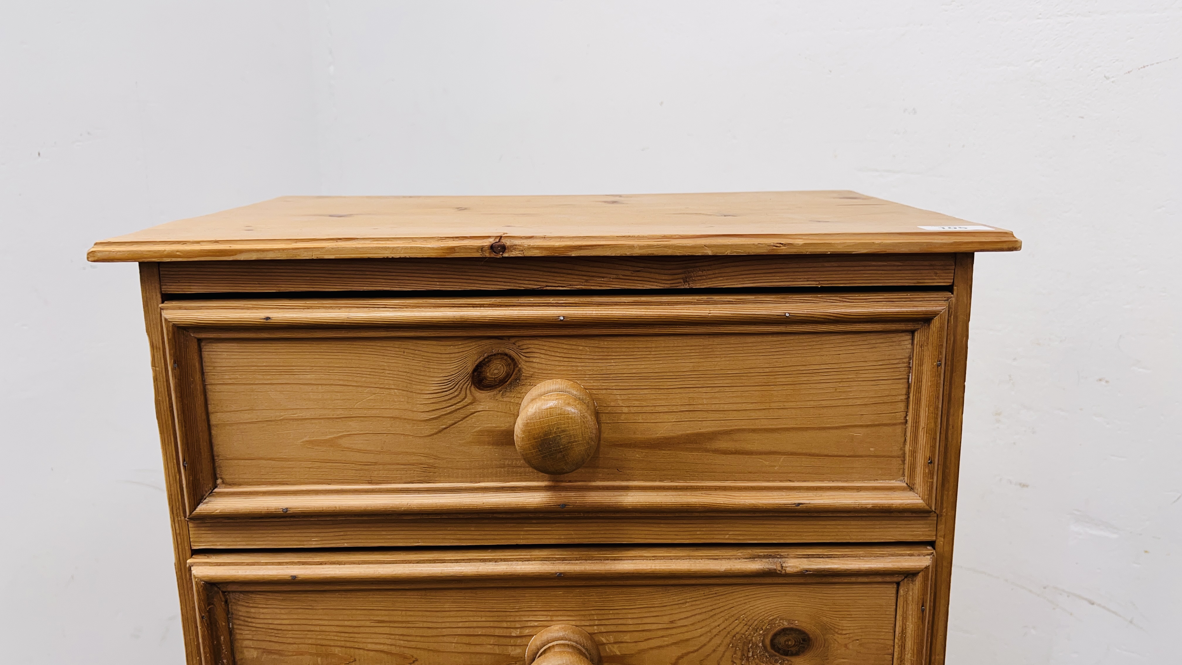 WAXED PINE SIX DRAWER TOWER CHEST HEIGHT 106CM. WIDTH 52CM. DEPTH 32CM. - Image 4 of 9