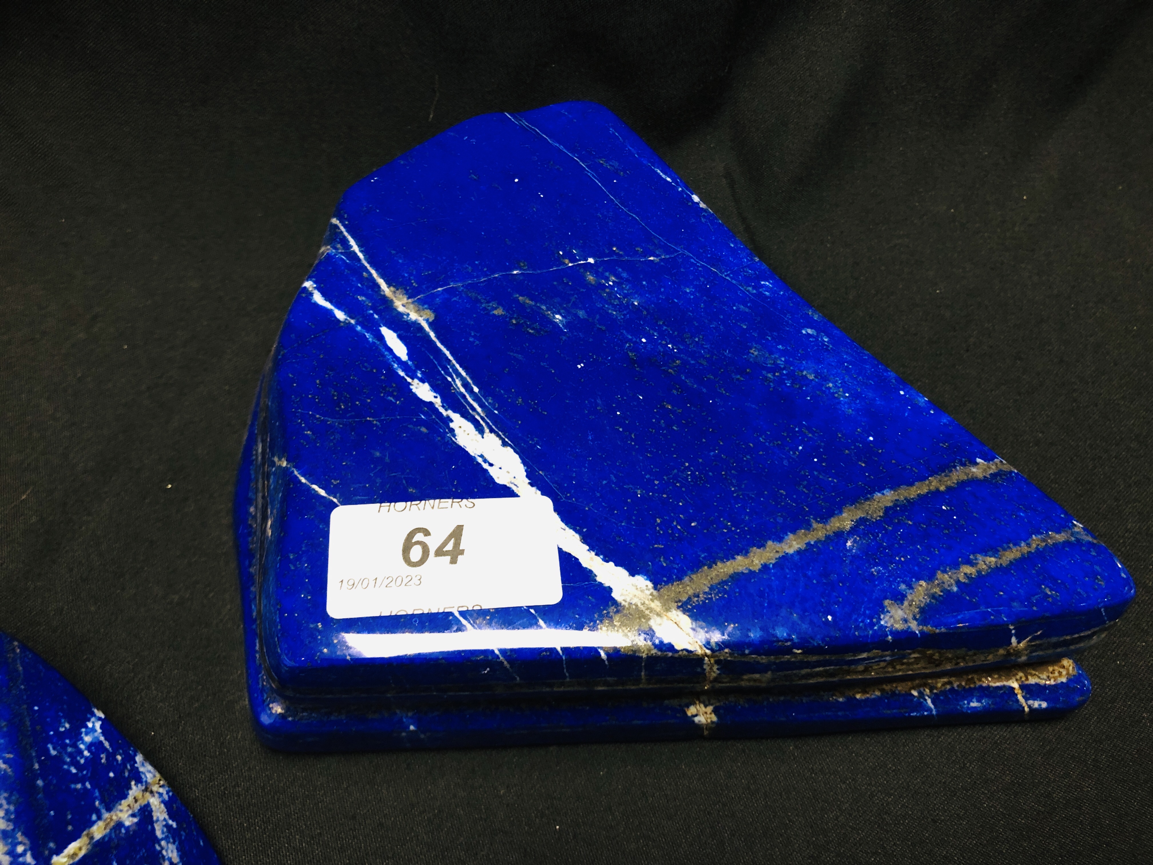 TWO LARGE PIECES OF POLISHED LAPIS LAZULI. - Image 3 of 3