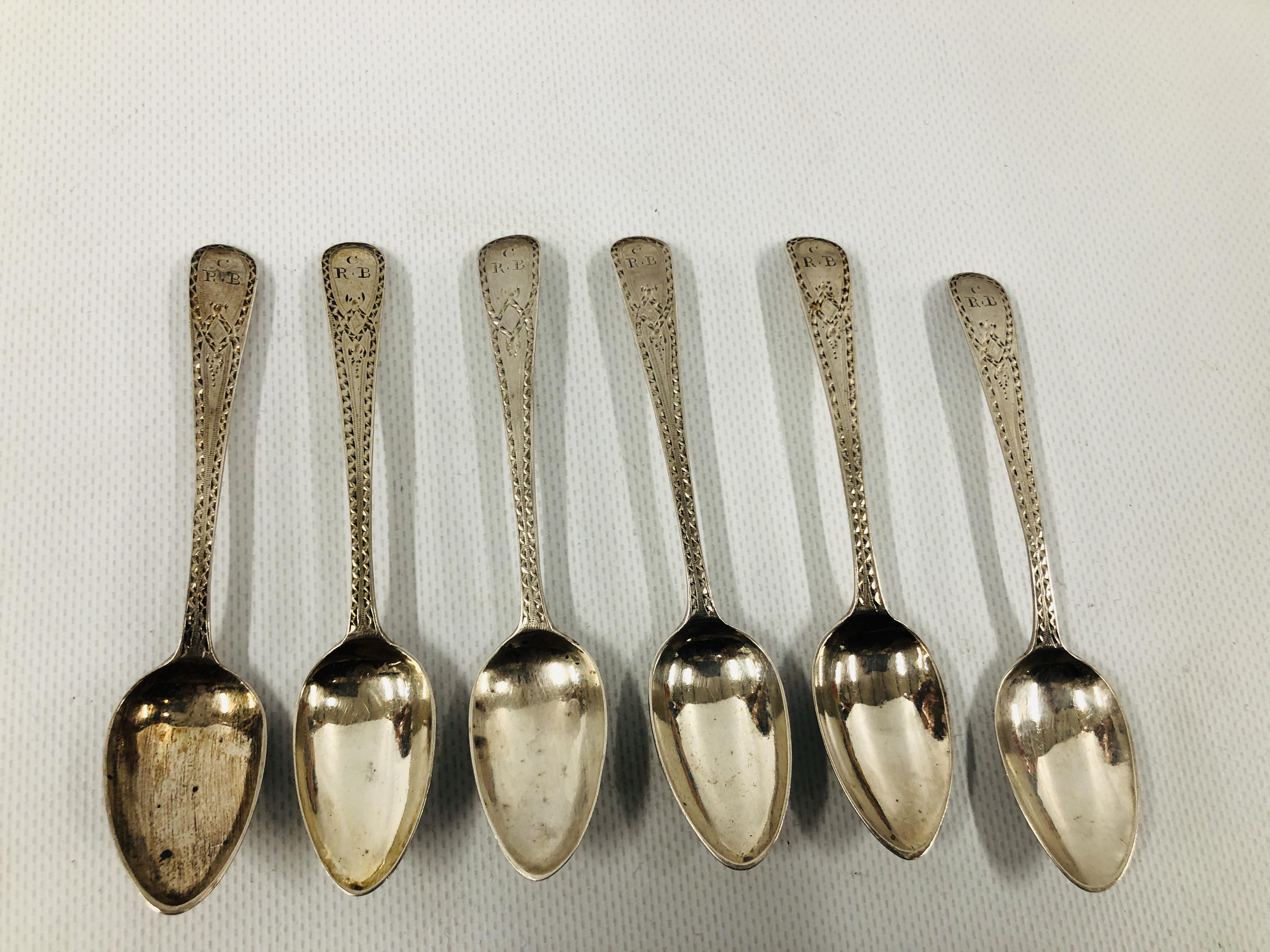 SET OF SIX SILVER GEORGE IV BRIGHT CUT TEA SPOONS, PROBABLY LONDON 1810. - Image 2 of 8