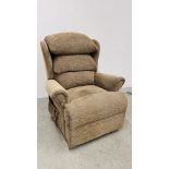 A SHERBORNE T.MOTION OATMEAL UPHOLSTERED ELECTRIC RISE AND RECLINE EASY CHAIR - SOLD AS SEEN.