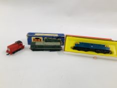 HORNBY '00' GAUGE DIESEL LOCOMOTIVE BOXED ALONG WITH A BOXED DUBLO DIESEL ELECTRIC LOCOMOTIVE AND A