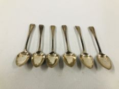 SET OF SIX SILVER GEORGE IV SILVER BRIGHT CUT TEA SPOONS, LONDON 1807 MAKER I.