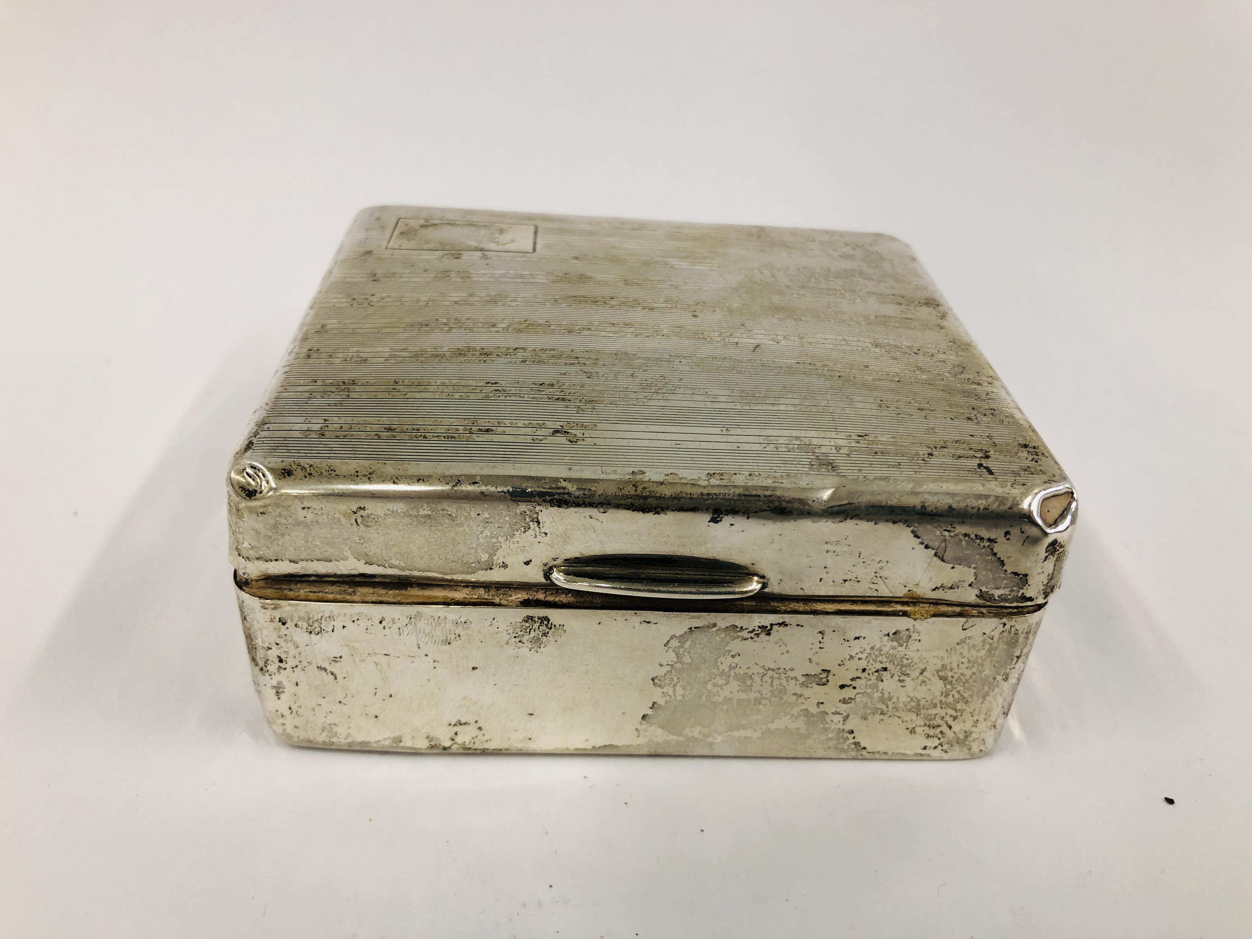 SILVER CIGARETTE BOX (A/F RUBBED MARKS) ALONG WITH A SILVER VESTA CASE, - Image 6 of 11