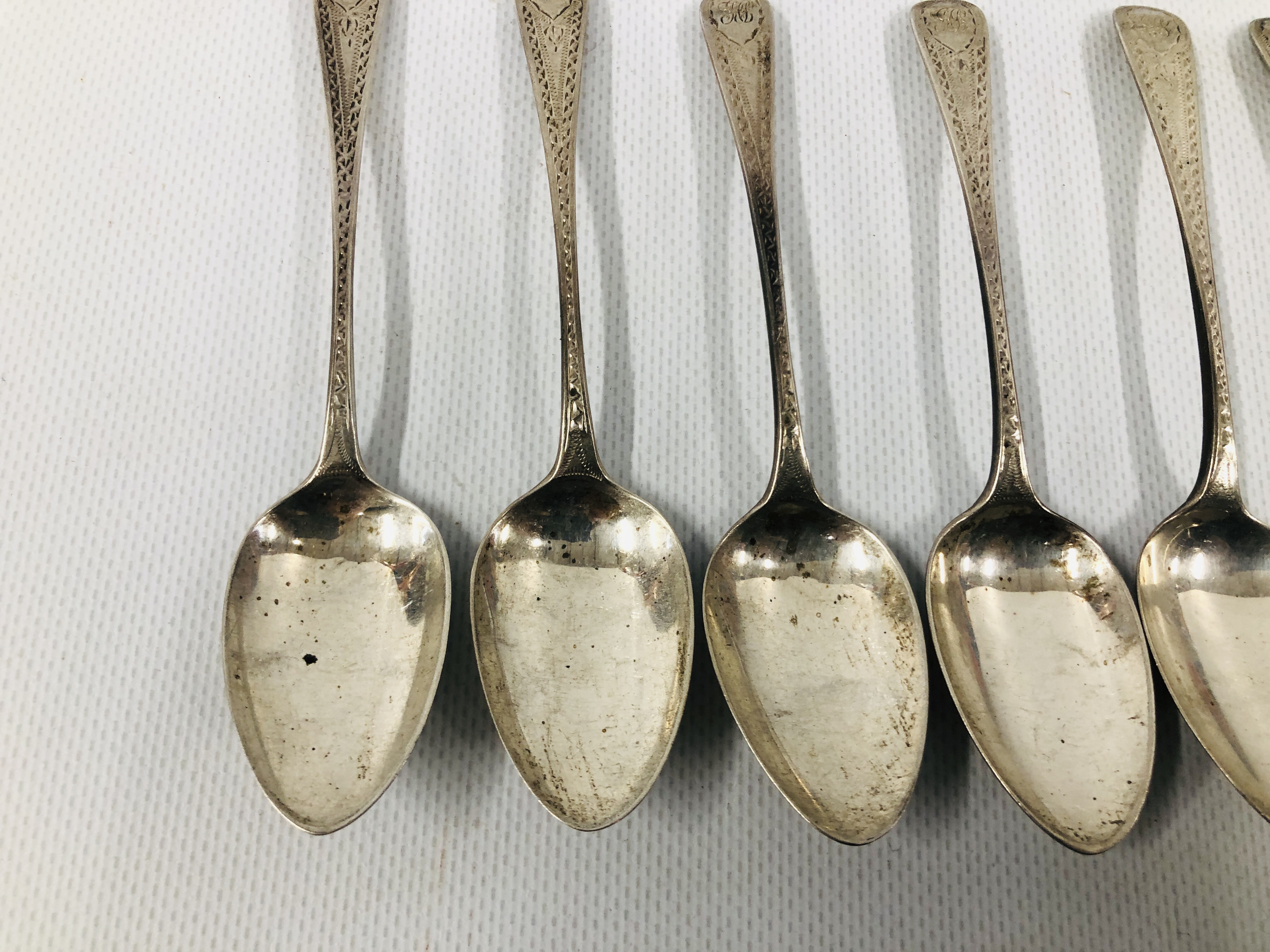 SET OF SIX SILVER GEORGE IV BRIGHT CUT TEA SPOONS, LONDON 1816. - Image 2 of 9