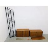 MID CENTURY MODULAR TEAK FINISH LADDER RACK SYSTEM COMPRISING BUREAU UNIT,