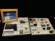 A COLLECTION OF ASSORTED METEORITE AND OTHER EXAMPLES FROM AROUND THE WORLD, VARIOUS SIZES.