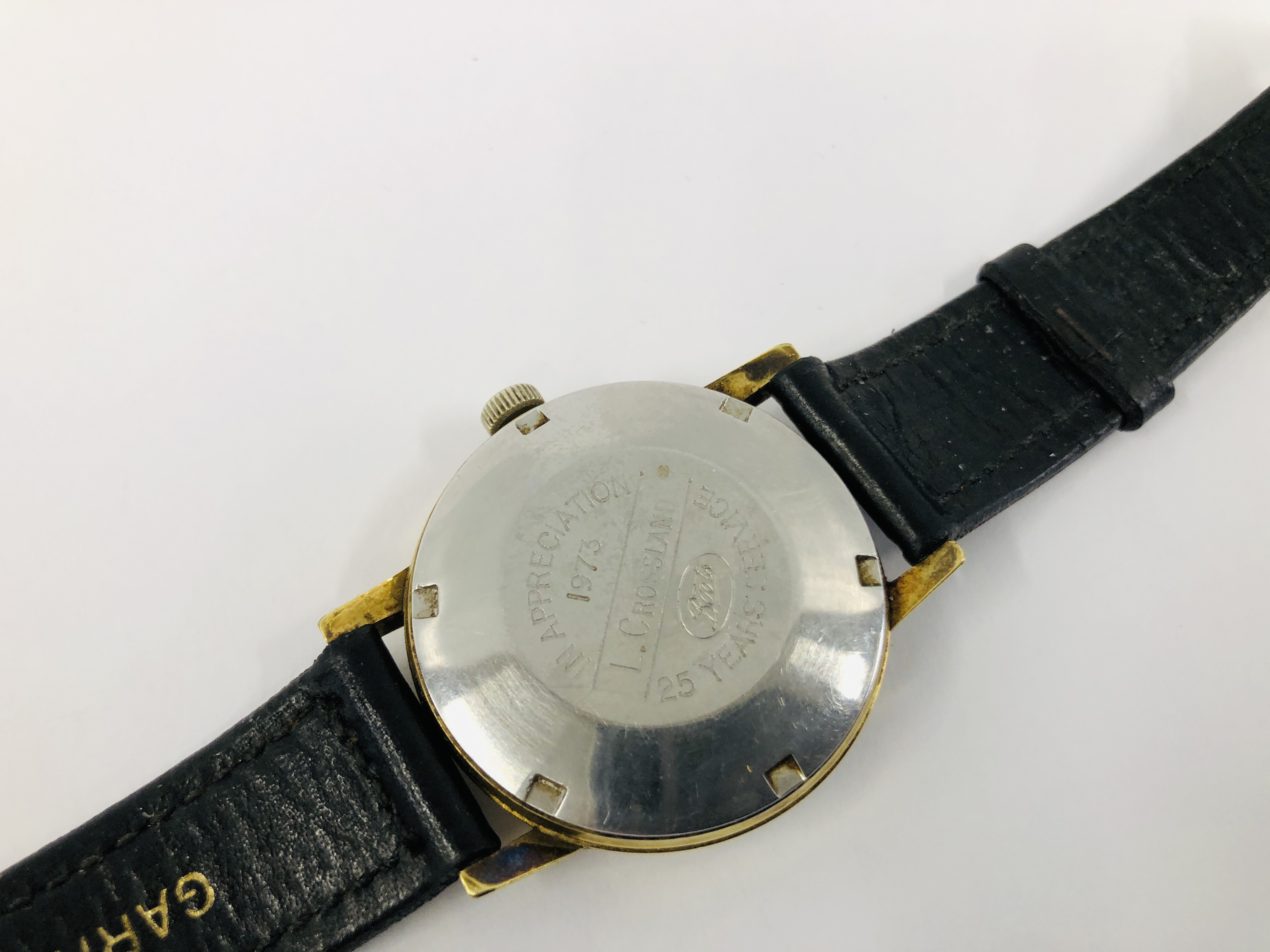 A GENTS WRIST WATCH MARKED OMEGA ON LEATHER STRAP, - Image 8 of 9